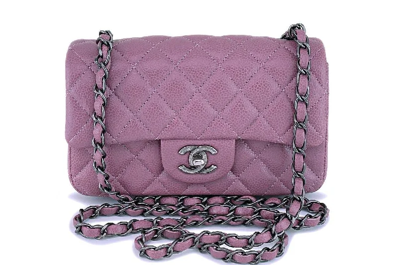 Chanel Colorful Handbag for Spring Outfits15B Chanel Mauve Pink-Violet Caviar Rectangular Mini Classic Flap Bag RHW