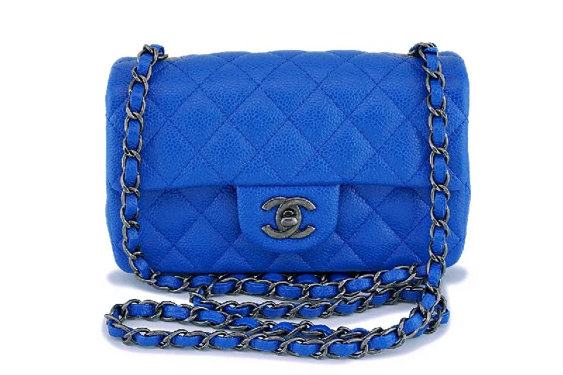 Chanel Designer Handbag with Unique Design16C Chanel Blue Roi Cobalt Caviar Rectangular Classic Mini Flap Bag RHW