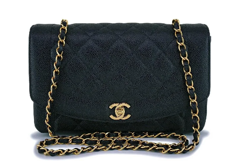 Chanel New Arrival Handbag with Gold HardwareRare Chanel Black Caviar Medium Classic Diana Flap Bag 24k GHW