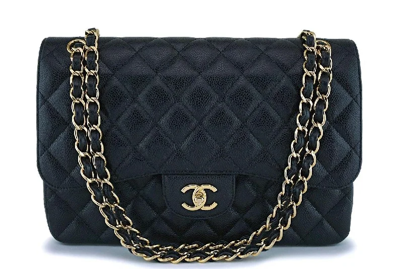 Chanel Colorful Handbag for Spring OutfitsChanel Black Caviar Classic Jumbo Double Flap Bag 24k GHW