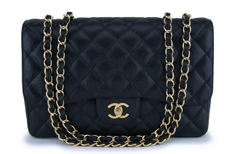 Chanel Designer Handbag with Unique DesignChanel Black Caviar Classic Jumbo Flap Bag GHW