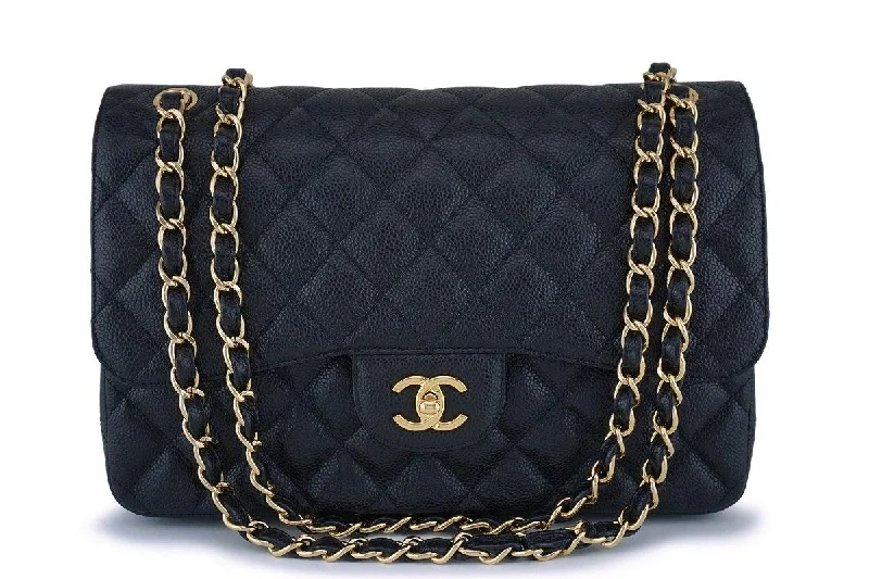 Chanel Black Handbag for Business MeetingsChanel Black Caviar Jumbo Classic Double Flap Bag GHW