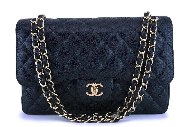 Chanel Designer Handbag with Unique DesignChanel Black Caviar Jumbo Classic Double Flap Bag GHW