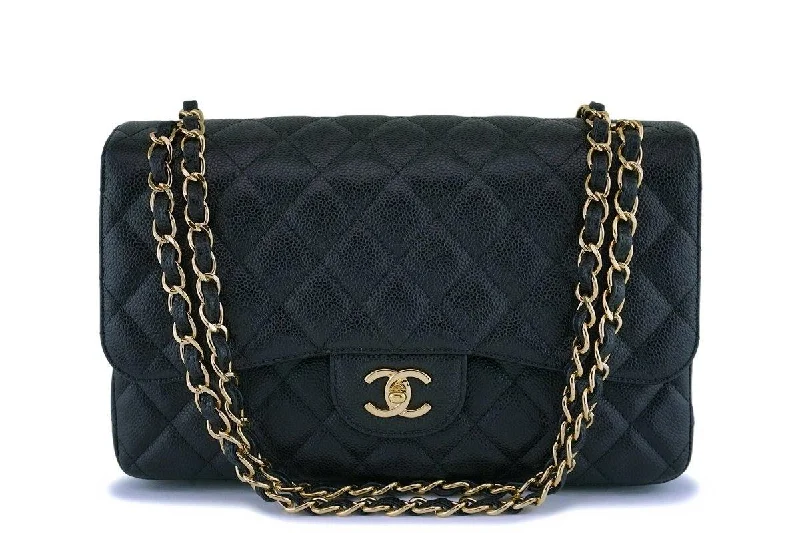 Chanel Designer Handbag with Unique DesignChanel Black Caviar Jumbo Classic Double Flap Bag GHW