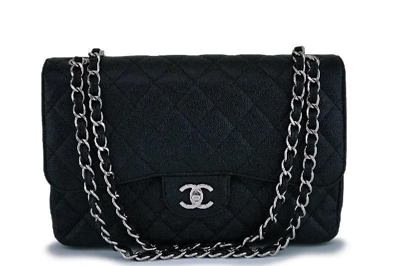 Chanel Designer Handbag with Unique DesignChanel Black Caviar Jumbo Classic Double Flap Bag SHW