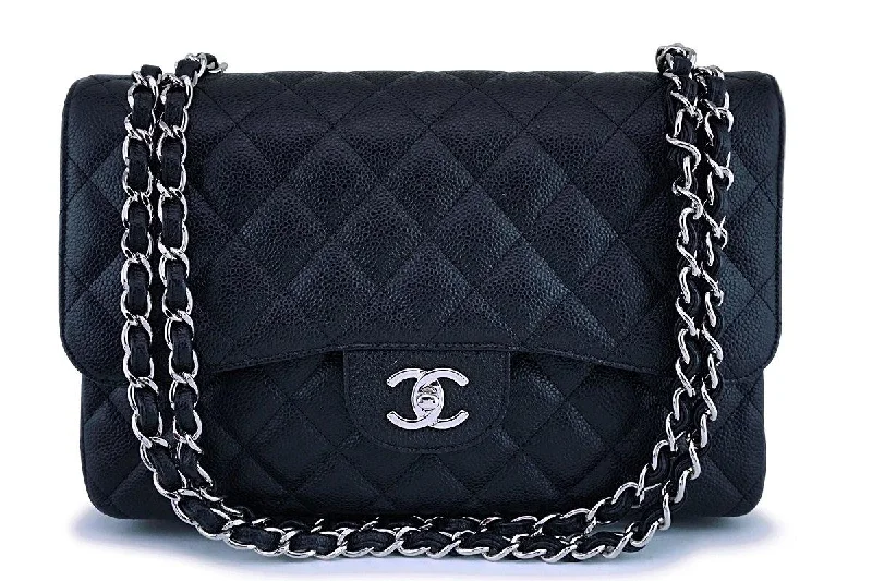 Chanel Designer Handbag with Unique DesignChanel Black Caviar Jumbo Classic Double Flap Bag SHW