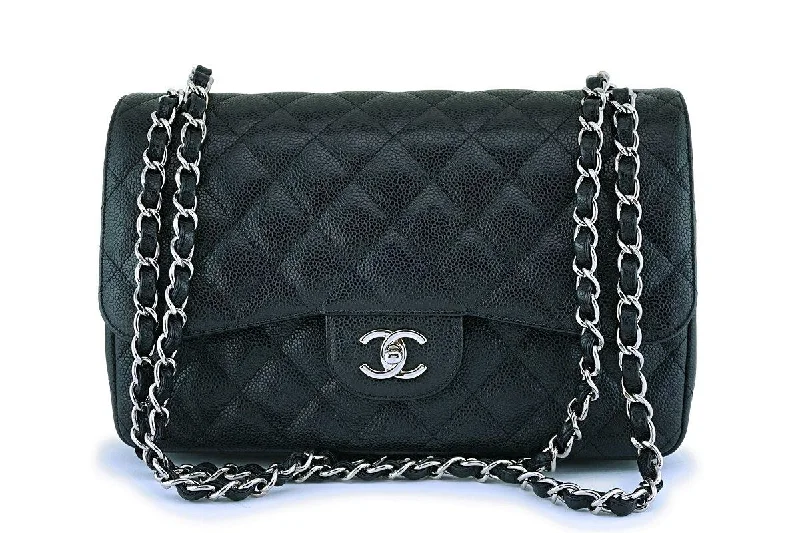 Chanel Colorful Handbag for Spring OutfitsChanel Black Caviar Jumbo Classic Double Flap Bag SHW