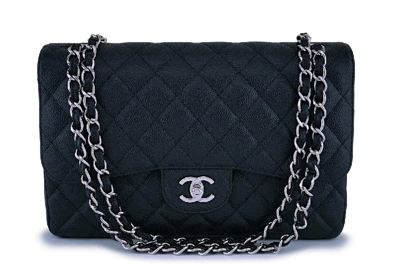 Chanel Quilted Leather Shoulder Bag for FashionistasChanel Black Caviar Jumbo Classic Double Flap Bag SHW