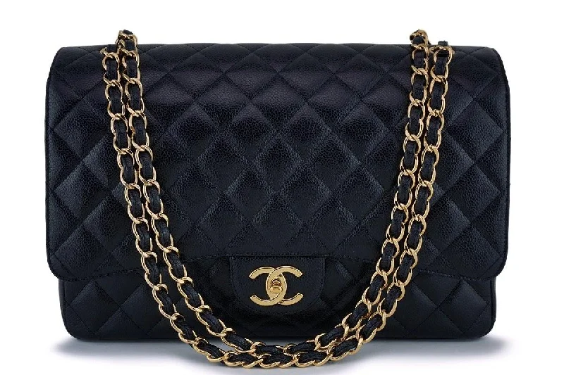 Chanel Lightweight Handbag for Daily ErrandsChanel Black Caviar Maxi Classic Double Flap Bag GHW