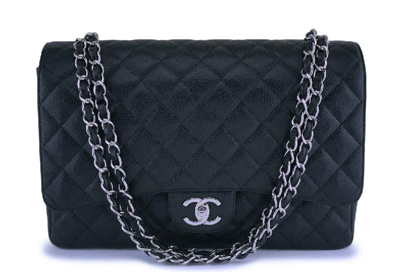 Chanel Classic Flap Bag for Evening PartyChanel Black Caviar Maxi Classic Double Flap Bag SHW