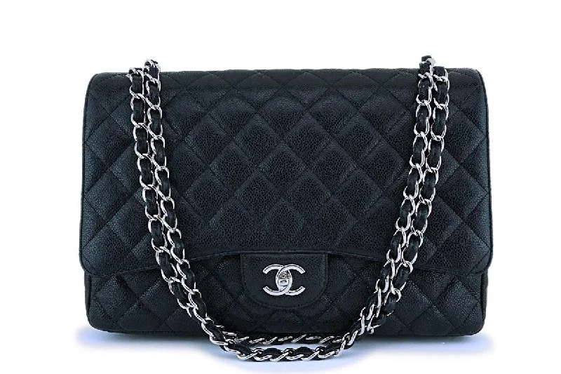 Chanel Designer Handbag with Unique DesignChanel Black Caviar Maxi Classic Flap Bag SHW