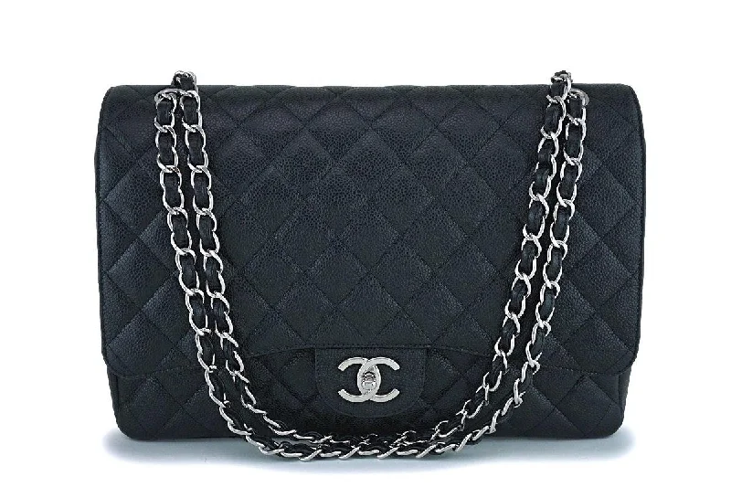 Chanel Lightweight Handbag for Daily ErrandsChanel Black Caviar Maxi "Jumbo XL" Classic Double Flap Bag SHW