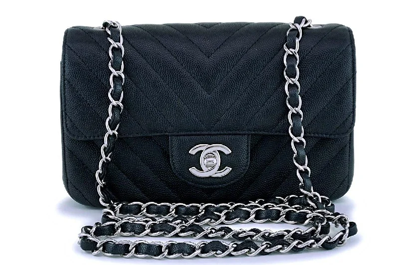 Chanel Lightweight Handbag for Daily ErrandsChanel Black Caviar Rectangular Mini Chevron Classic Flap Bag SHW