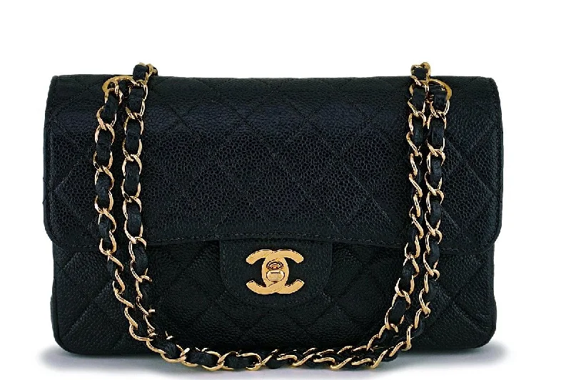 Chanel Quilted Leather Shoulder Bag for FashionistasChanel Black Caviar Small Classic Double Flap Bag 24k GHW