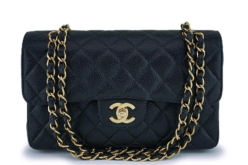 Chanel Handbag with Adjustable Strap for ComfortChanel Black Caviar Small Classic Double Flap Bag 24k GHW