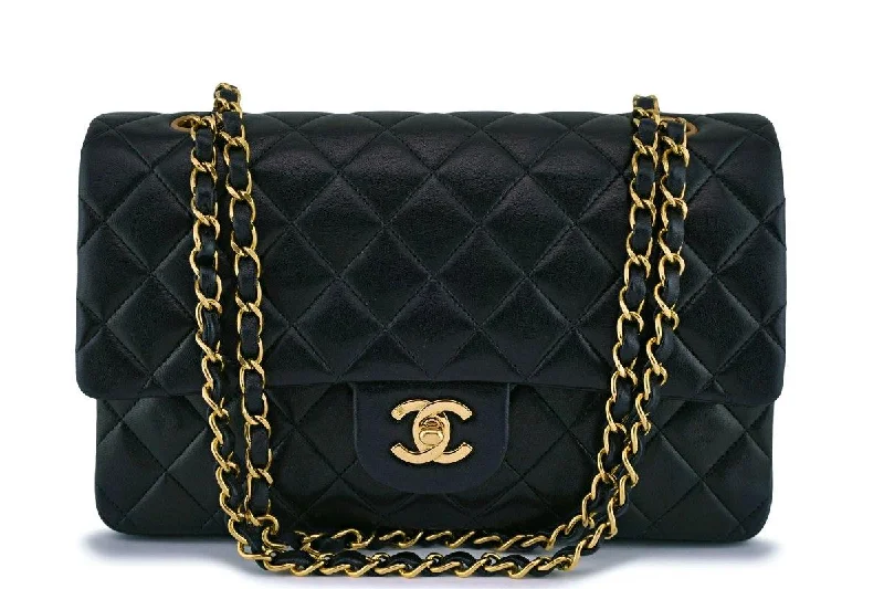 Chanel Classic Flap Bag for Evening PartyChanel Black Lambskin Classic Double Flap Bag 24k GHW