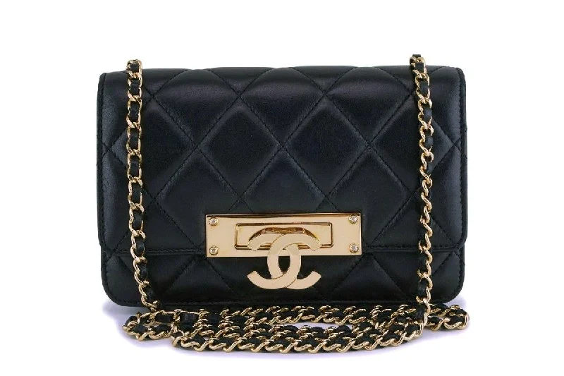 Chanel Handbag with Adjustable Strap for ComfortChanel Black Lambskin Golden Class Wallet on Chain WOC Bag