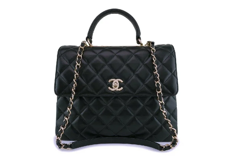 Chanel Designer Handbag with Unique DesignChanel Black Lambskin Large Classic Trendy CC Flap Bag GHW