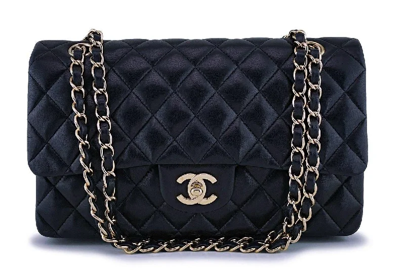 Chanel Classic Flap Bag for Evening PartyChanel Black Lambskin Medium Classic Double Flap Bag 24k GHW