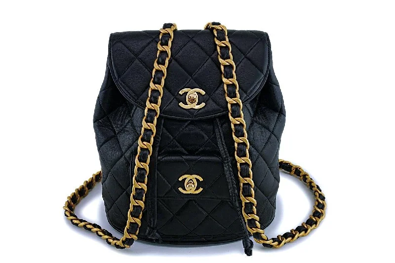 Chanel Limited Edition Handbag for CollectorsChanel Black Lambskin Vintage Classic Backpack Bag 24k GHW