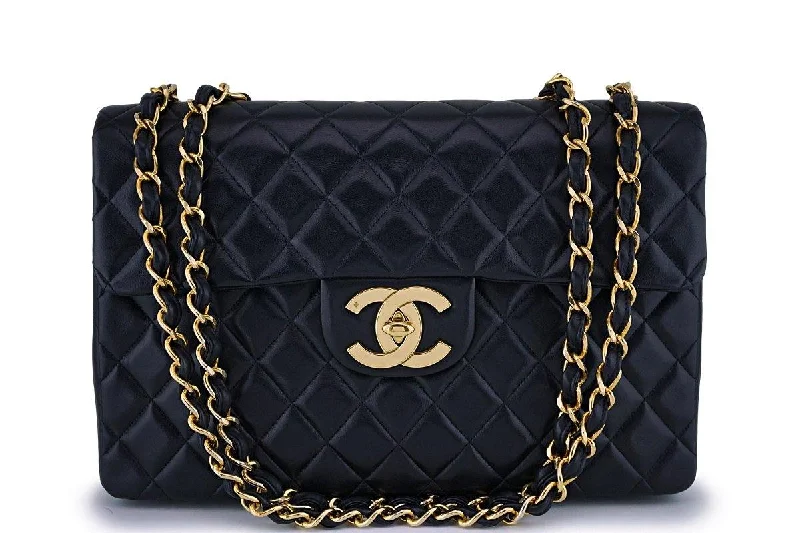 Chanel Luxury Handbag for High - End EventsChanel Black Lambskin Vintage Maxi Classic Flap Bag 24k GHW