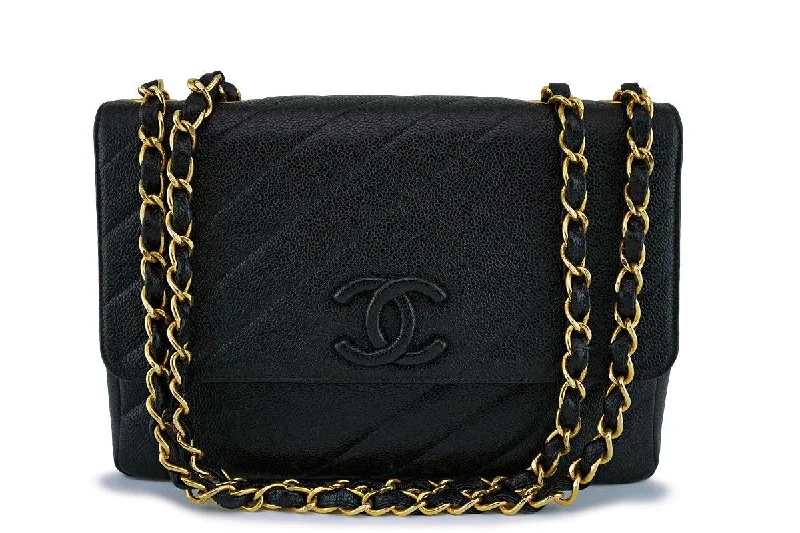 Chanel Medium Tote Bag for Office LadiesChanel Black Quilted Vintage Caviar Logo Jumbo Flap Bag 24K GHW