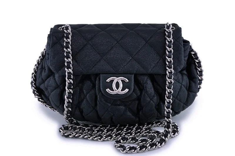 Chanel New Arrival Handbag with Gold HardwareChanel Black Textured Calf Medium Chain Around Crossbody Flap Bag SHW