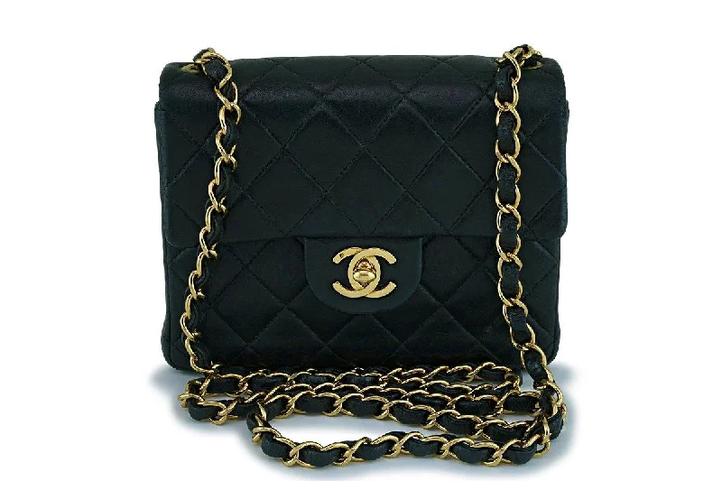 Chanel Quilted Leather Shoulder Bag for FashionistasChanel Black Vintage Classic Square Mini Flap Bag 24k GHW