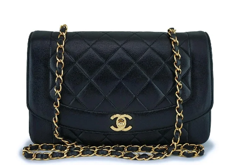 Chanel Classic Flap Bag for Evening PartyChanel Black Vintage Lambskin Diana Medium Classic Flap Bag 24k GHW