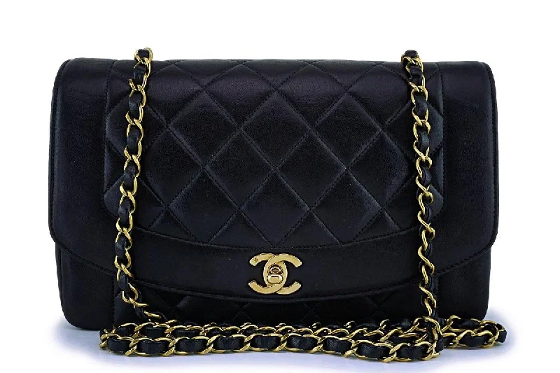 Chanel Handbag with Adjustable Strap for ComfortChanel Black Vintage Lambskin Diana Medium Classic Flap Bag 24k GHW