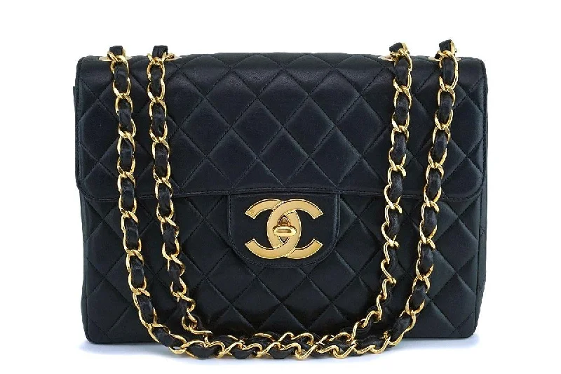 Chanel Lightweight Handbag for Daily ErrandsChanel Black Vintage Lambskin Jumbo Classic Flap Bag 24k GHW