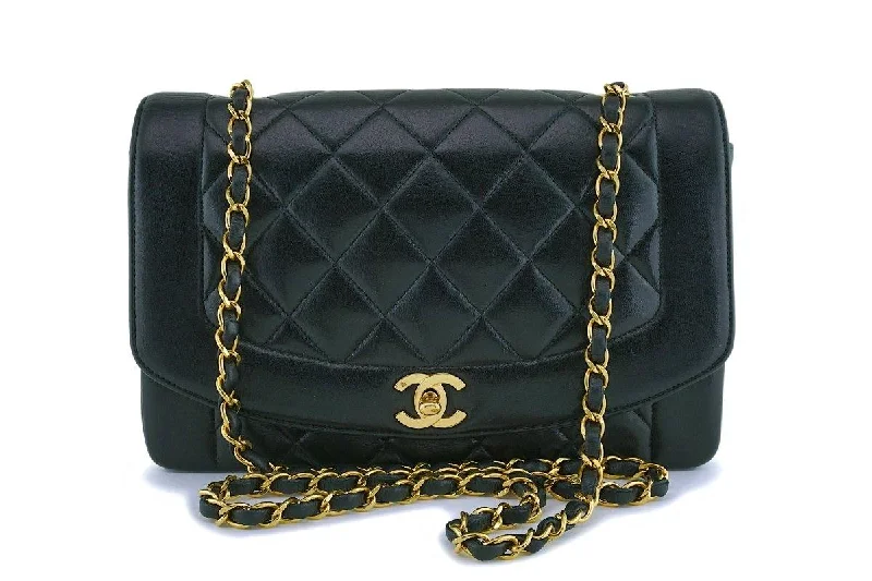 Chanel Classic Flap Bag for Evening PartyChanel Black Vintage Lambskin Medium Diana Classic Flap Bag 24k GHW