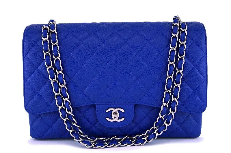 Chanel Lightweight Handbag for Daily ErrandsChanel Blue Caviar Maxi "Jumbo XL" Classic Flap Bag SHW