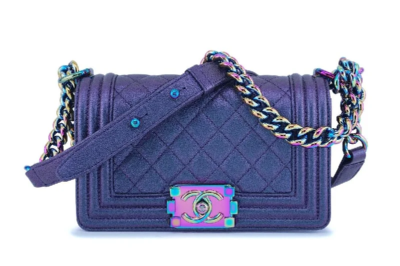 Chanel Colorful Handbag for Spring OutfitsChanel Iridescent Purple Mermaid Iridescent Small Boy Flap Bag Rainbow