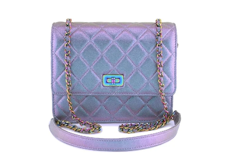 Chanel Lightweight Handbag for Daily ErrandsChanel Iridescent Purple Mermaid Reissue Wallet on Chain WOC Mini Bag