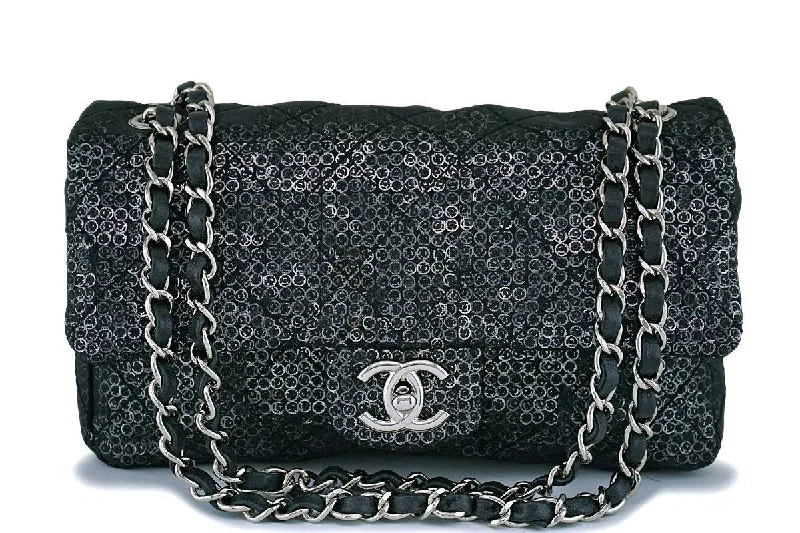 Chanel Chain Strap Handbag for Everyday UseChanel Limited Black Sequin-Mesh Quilted Classic Flap Bag