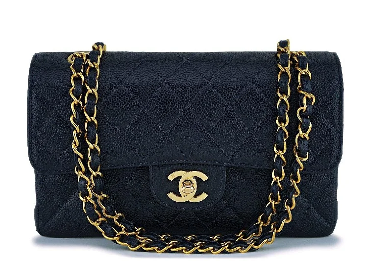 Chanel Black Handbag for Business MeetingsChanel Midnight Navy Blue-Black Caviar Small Classic Double Flap Bag 24k GHW