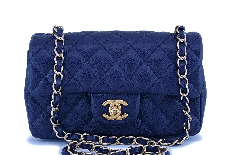 Chanel Lightweight Handbag for Daily ErrandsChanel Navy Blue Caviar Rectangular Mini Classic Flap Bag GHW