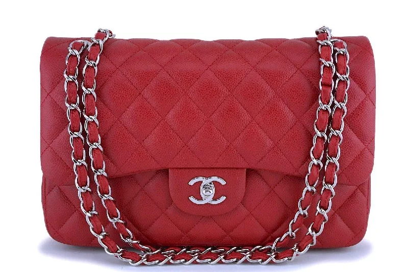 Chanel Colorful Handbag for Spring OutfitsChanel Red Caviar Jumbo Classic Double Flap Bag SHW