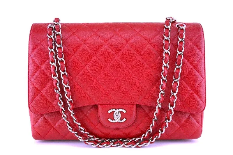 Chanel Black Handbag for Business MeetingsChanel Red Caviar Maxi Classic Flap Bag SHW