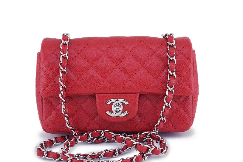 Chanel Luxury Handbag for High - End EventsChanel Red Caviar Rectangular Mini Classic Flap Bag SHW