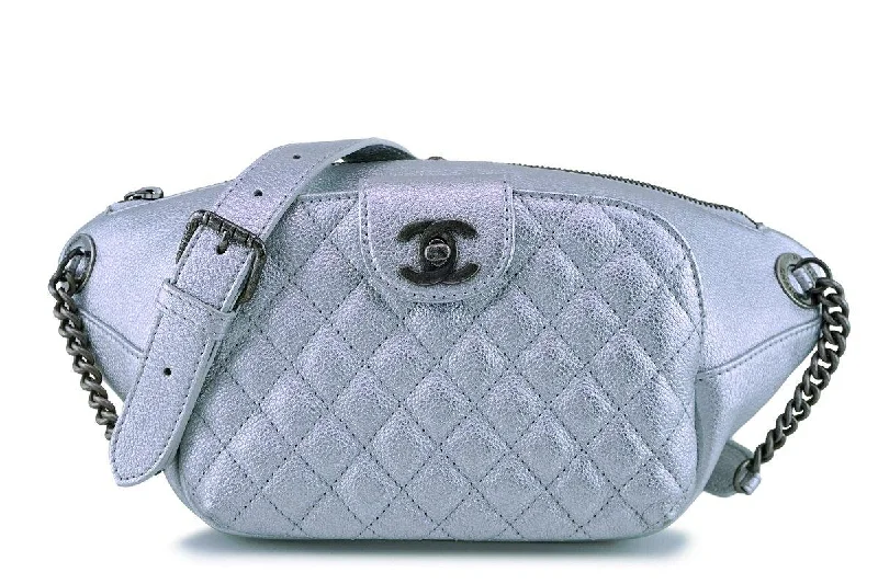 Chanel Medium Tote Bag for Office LadiesChanel Silver Calfskin Front Pocket Belt Bag Fanny Pack RHW