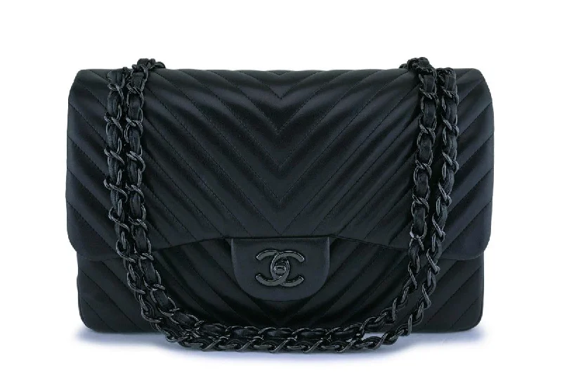 Chanel New Arrival Handbag with Gold HardwareChanel So Black Lambskin Jumbo Classic Double Flap Bag