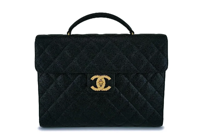 Chanel Black Handbag for Business MeetingsChanel Vintage Black Caviar Classic Briefcase Tote Bag 24k GHW