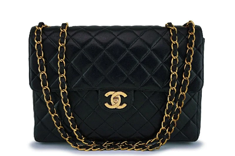 Chanel Luxury Handbag for High - End EventsChanel Vintage Black Classic Jumbo Flap Bag 24k GHW