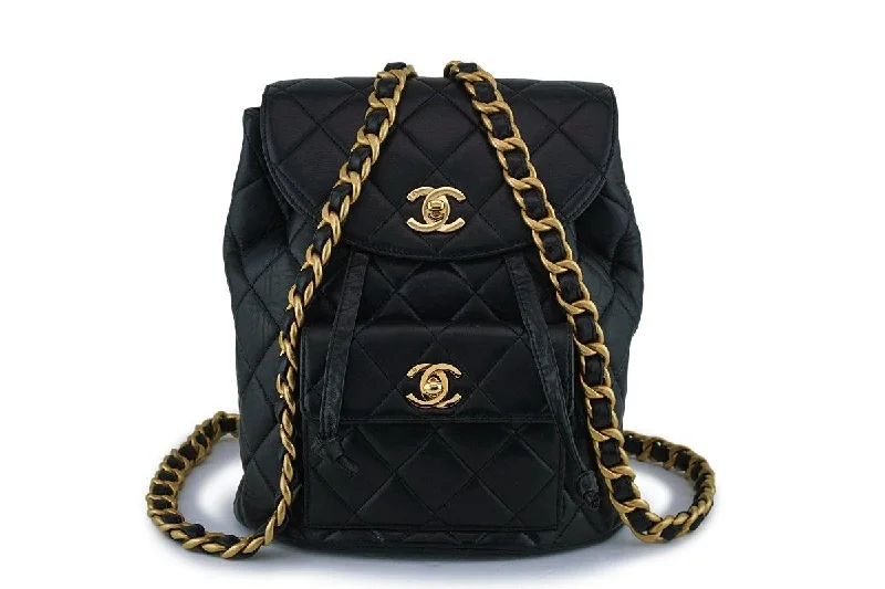 Chanel Medium Tote Bag for Office LadiesChanel Vintage Black Lambskin Classic Quilted Backpack Bag 24k GHW