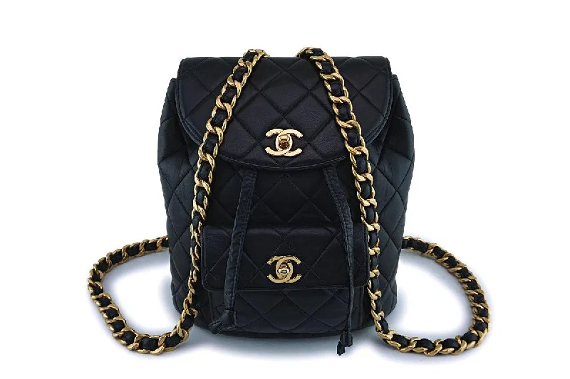 Chanel Chain Strap Handbag for Everyday UseChanel Vintage Black Lambskin Classic Quilted Backpack Bag 24k GHW