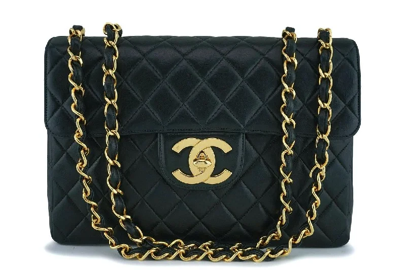 Chanel Lightweight Handbag for Daily ErrandsChanel Vintage Black Lambskin Jumbo Classic Flap Bag 24k GHW