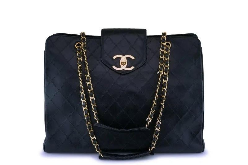 Chanel Small Crossbody Bag for TravelChanel Vintage Black Weekender Supermodel XL Shopper Tote Bag 24k GHW