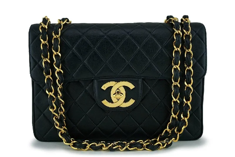 Chanel Handbag with Adjustable Strap for ComfortChanel Vintage Lambskin Jumbo Classic Flap Bag 24k GHW